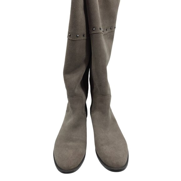 Marc Fisher Wide Calf Studded Tall Shaft Boots Olive Taupe 9M Side Zipper - Picture 1 of 9